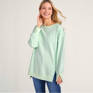 Soft Surroundings Kika French Terry Tunic Size XL Mint Green Relaxed Fit Comfy
